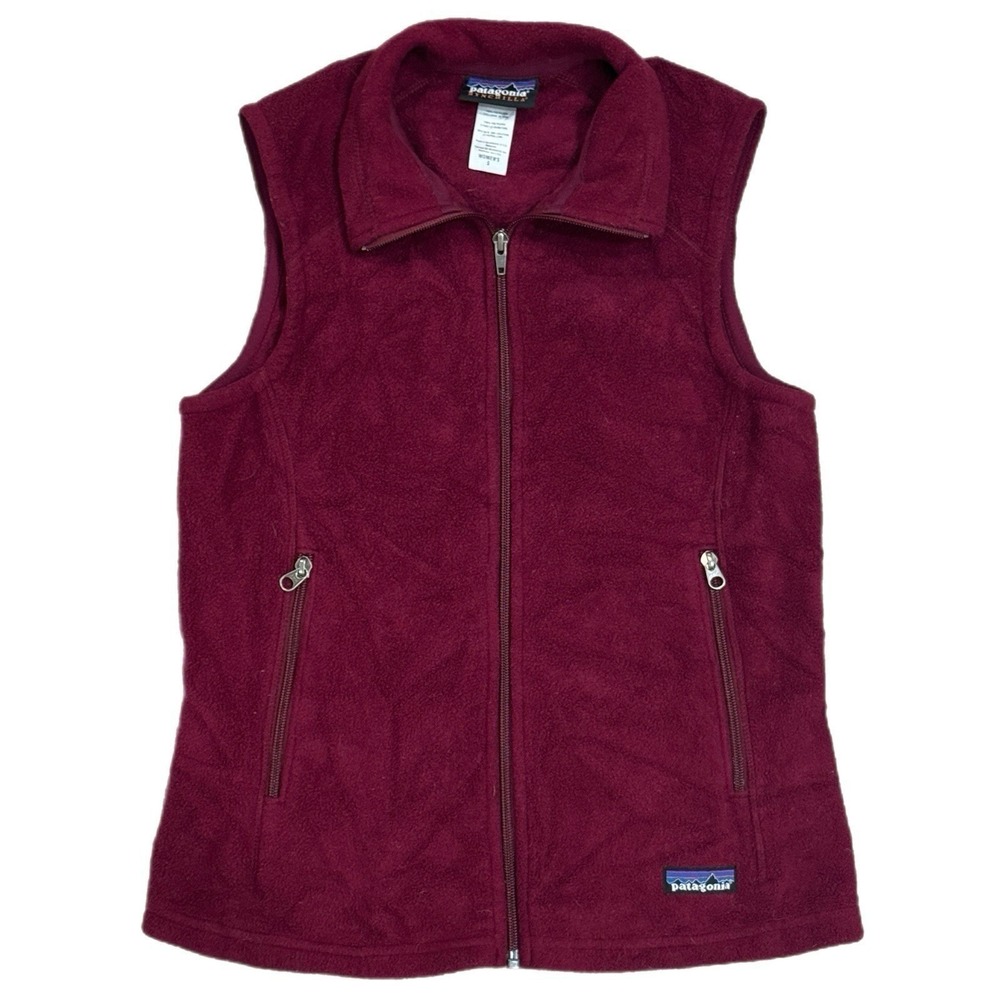 Patagonia Synchilla Fleece Vest Womens Small Burgundy Full Zip Sleeveless Jacket